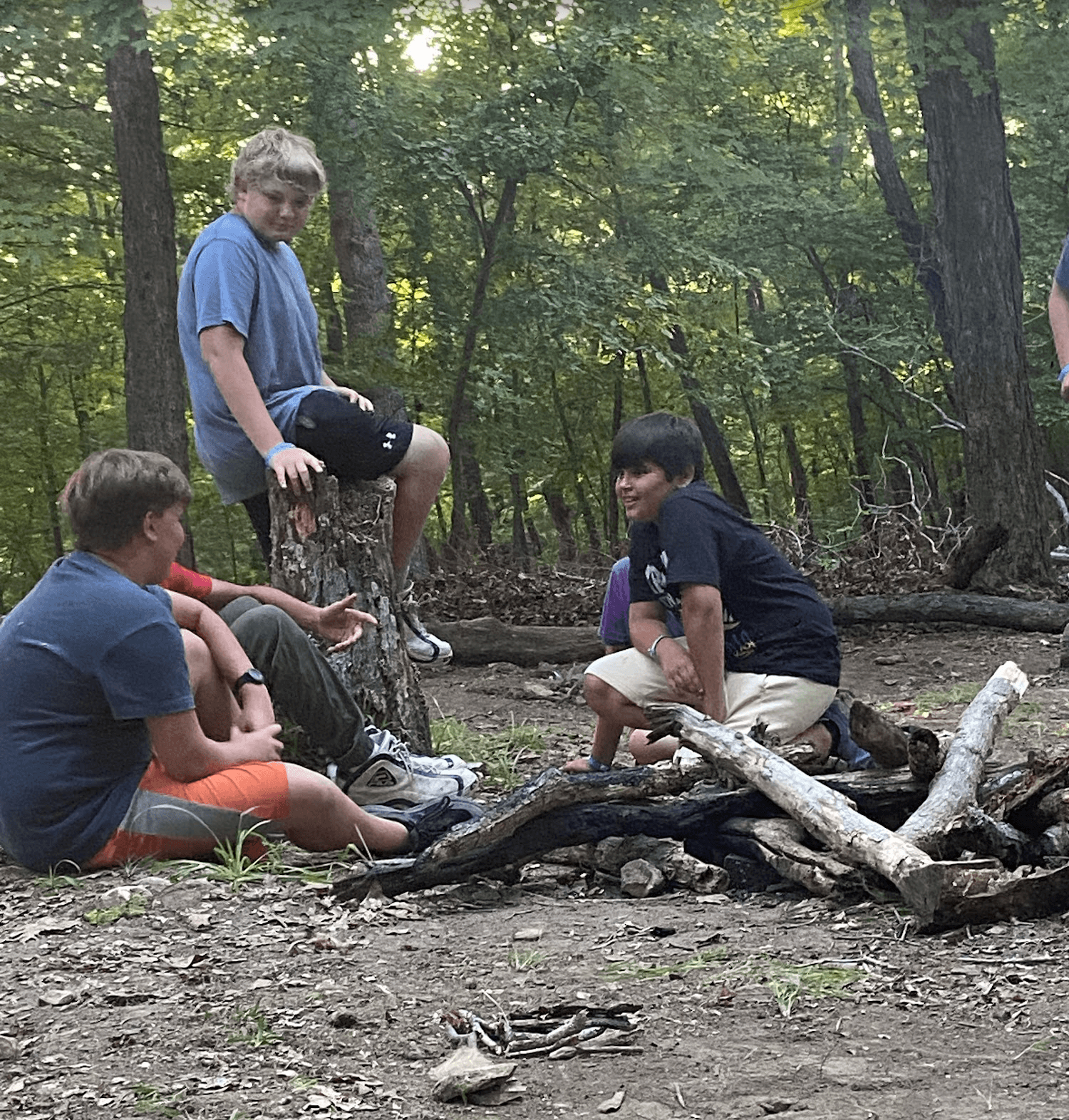 Boys at a campfire