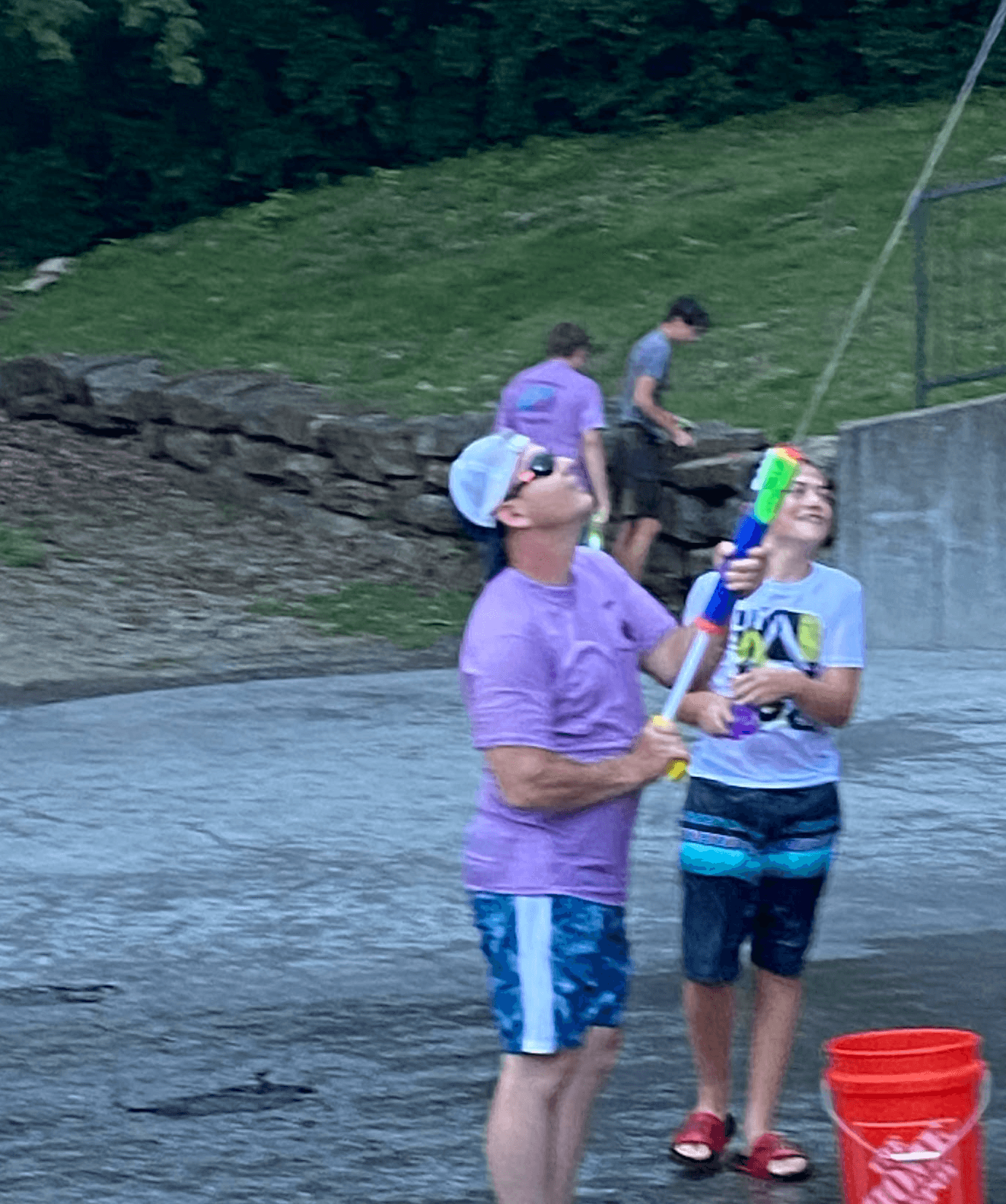 Scouts having water fueled fun at an exciting post camp meeting.